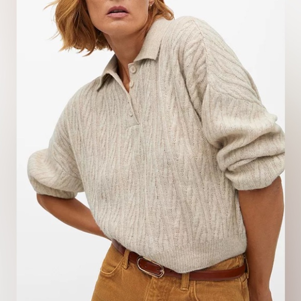 Mango Cable Knit Cropped Sweater